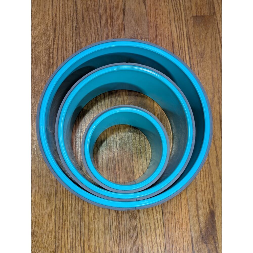 Yoga Wheel Set Of 3 Teal & Gray Foam Back Roller for Pain Backbend Therapy